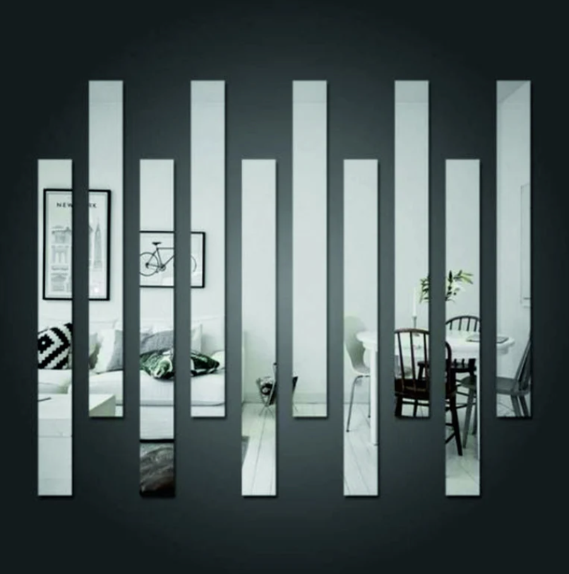elegante set di 10 specchi da parete 3D, decorazioni per la casa o l'ufficio in acrilico nero oro argento, facile installazione fai da te, set decorativo per l'inaugurazione della casa Light Gray Pannelli traforati