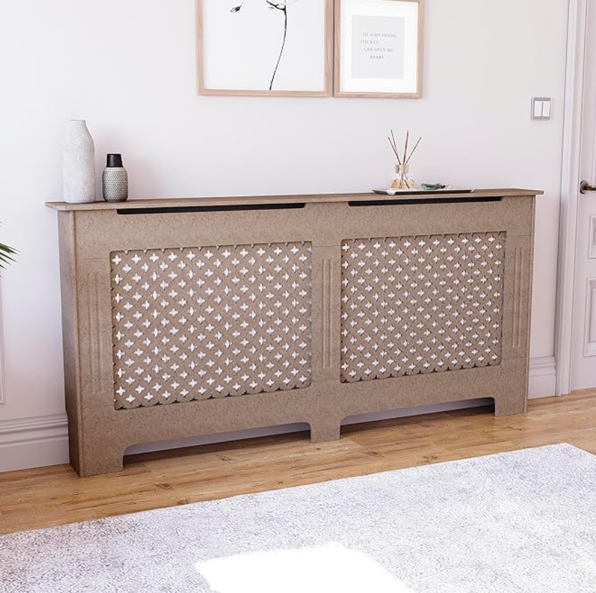 copritermosifone in mdf da verniciare XL extragrande Copertura non finita diy Tradizionale Non Verniciata MDF copriradiatore XLarge Light Gray Pannelli traforati