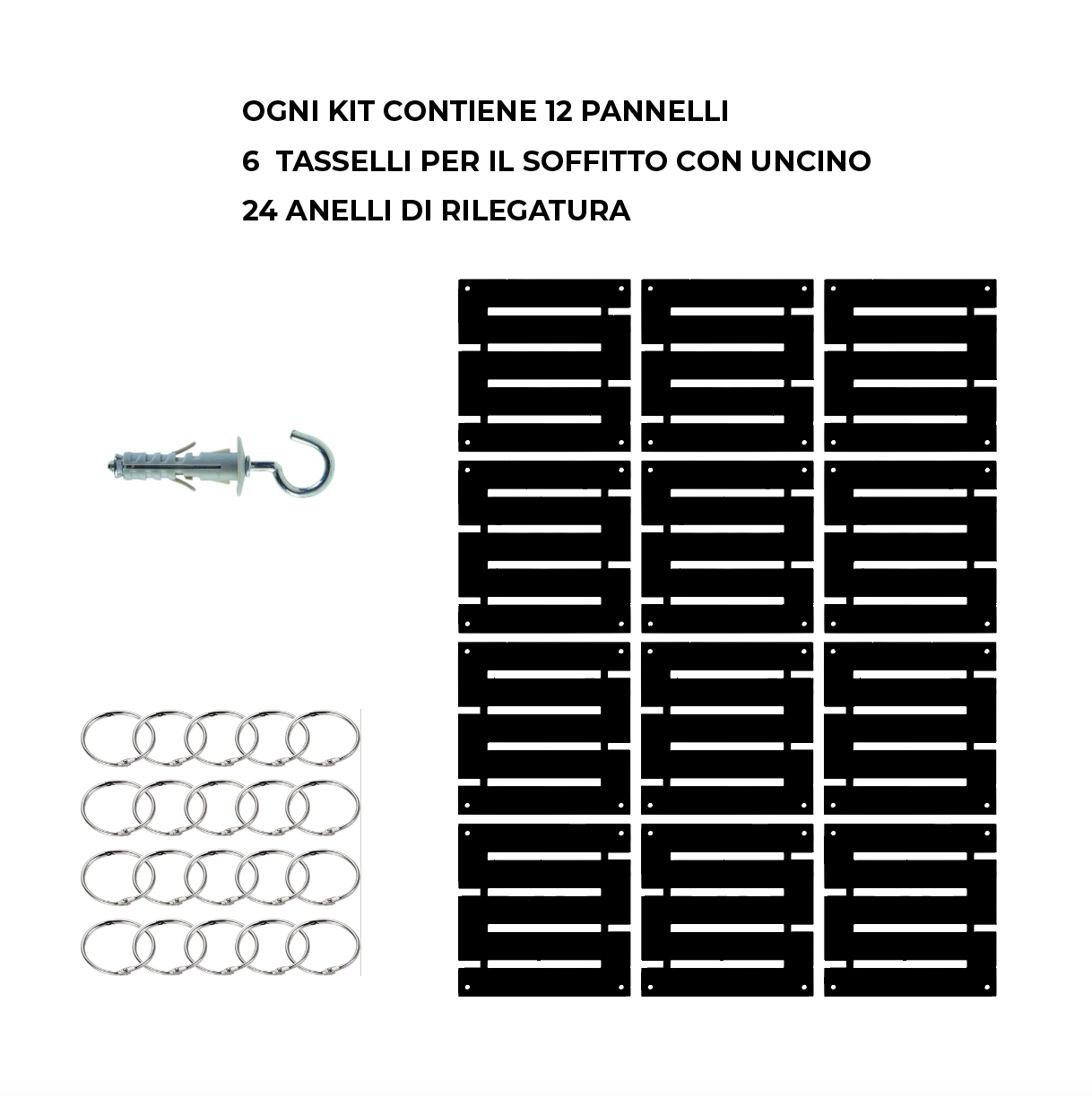 divisorio per stanza set da 12 pezzi Divisori sospesi in legno, Pannelli divisori traforati, Parete divisoria sospesa in legno, Paravento moderno, Divisorio decorativo per ristorante e casa Black Pannelli traforati