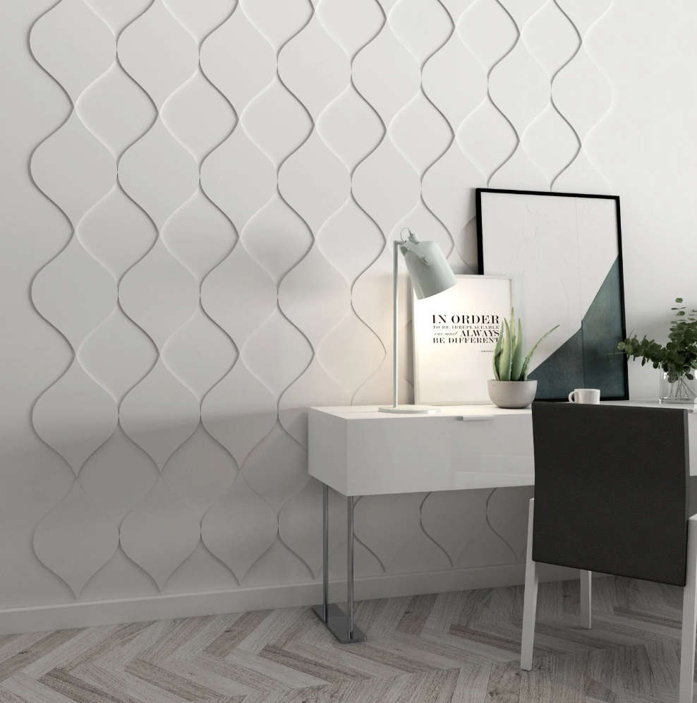 onda boiserie Pannelli murali in legno 3D, facili da installare, pannelli tridimensionali, pannelli murali, Panelli 3D, pannelli murali decorativi Gray Pannelli traforati
