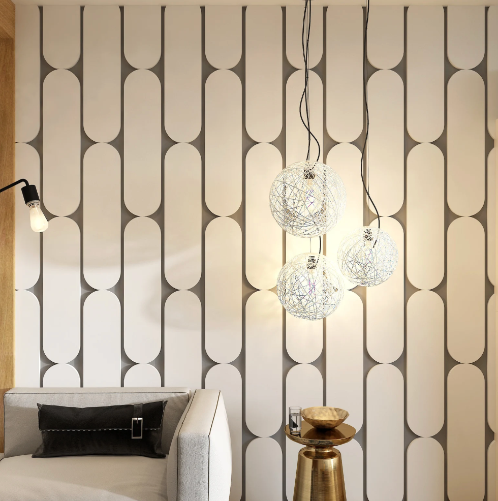 capsule 3D, parete decorativa tridimensionale, pannelli da parete con design artistico, decorazioni da parete moderne di metà secolo Gray Pannelli traforati