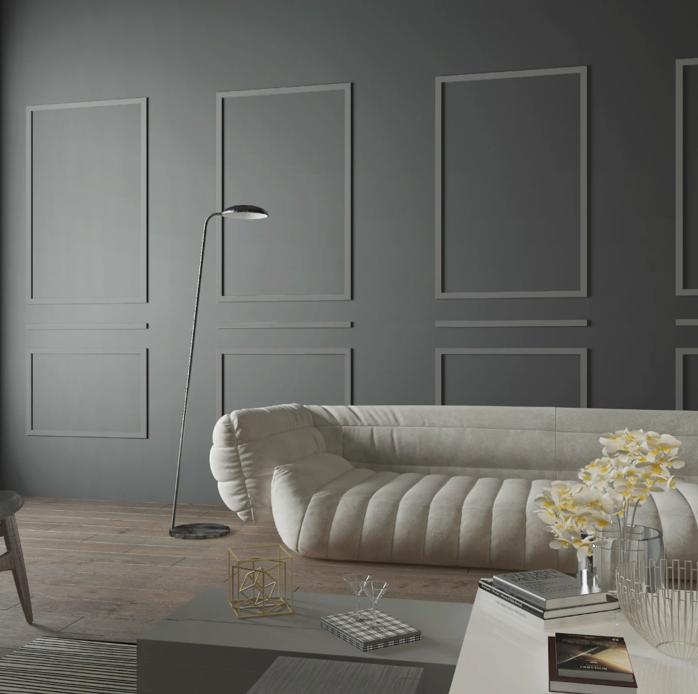 boiserie minimal , parete decorativa tridimensionale, pannelli da parete con design artistico, decorazioni da parete moderne di metà secolo Dim Gray Pannelli traforati
