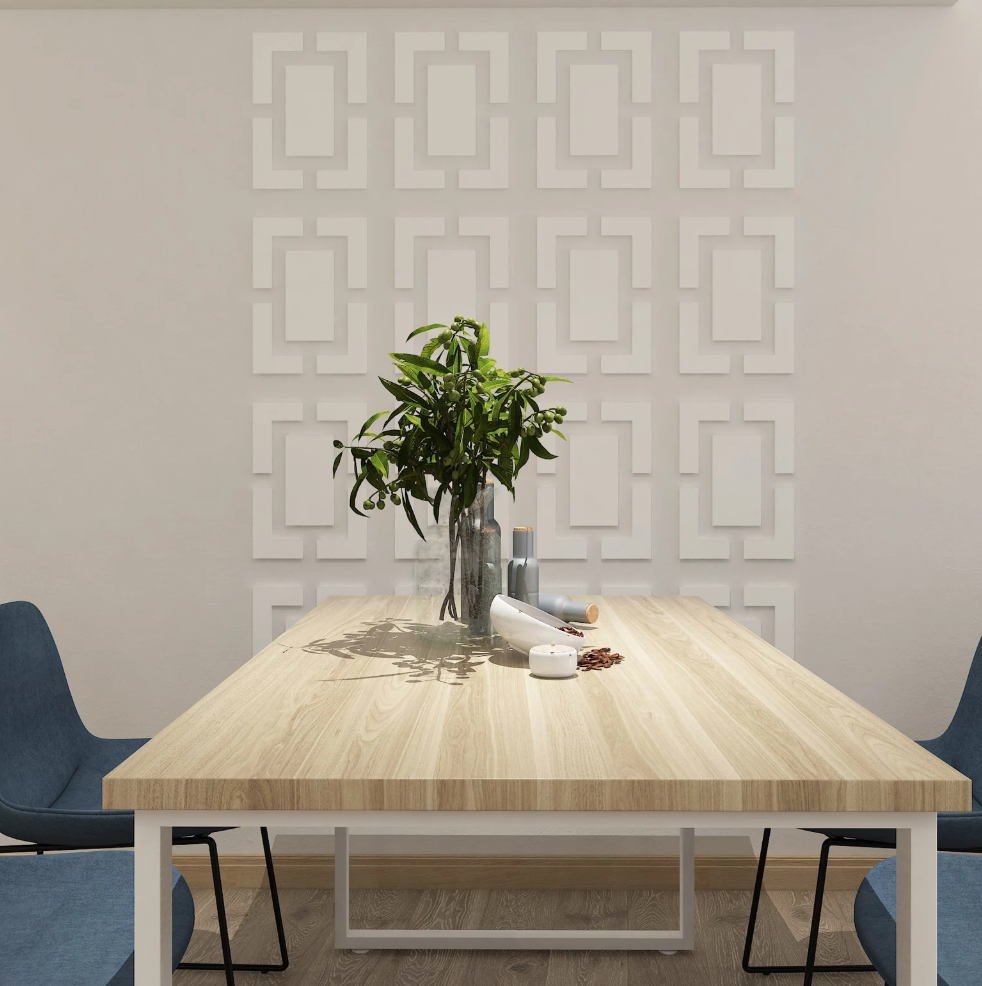 rettangoli metà secolo decorazione murale , bordi in legno, pannelli murali decorativi 3D, pannelli murali decorativi Gray Pannelli traforati