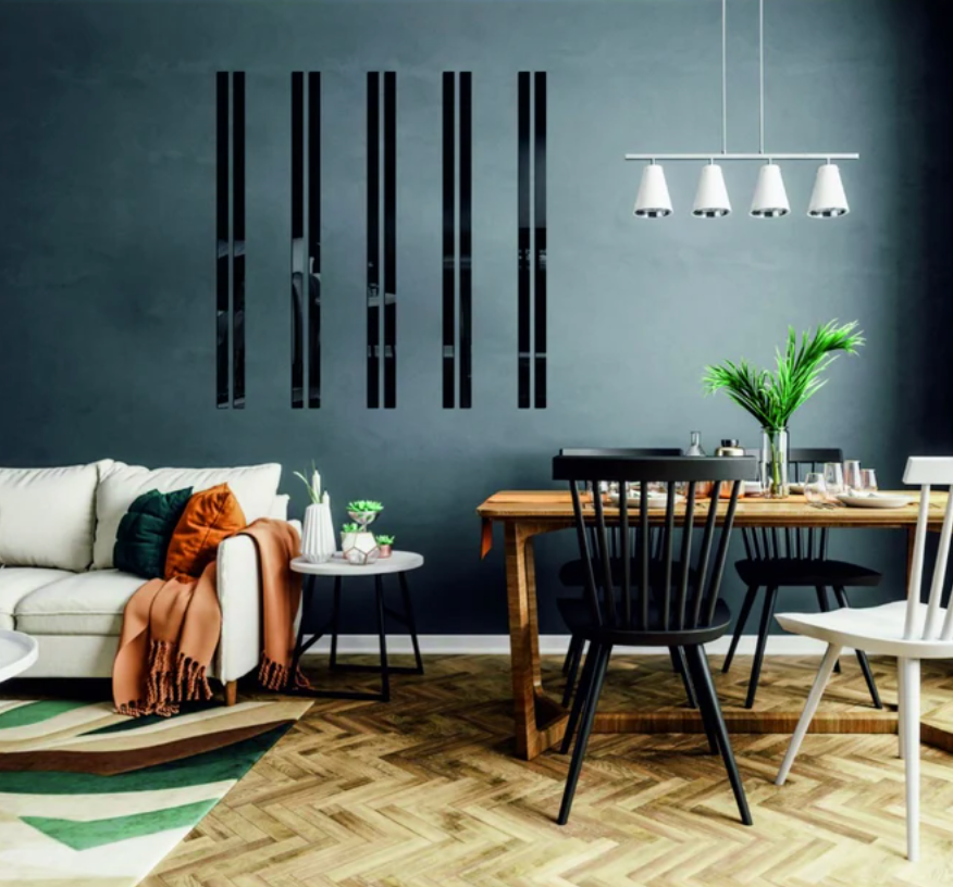 elegante set di 10 specchi da parete 3D, decorazioni per la casa o l'ufficio in acrilico nero oro argento, facile installazione fai da te, set decorativo per l'inaugurazione della casa Dark Slate Gray Pannelli traforati