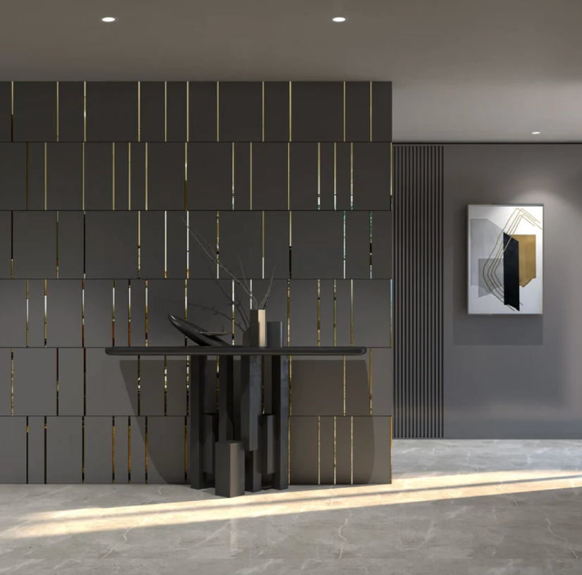 Pannelli decorativi mdf a specchio nero opaco e oro , pannelli da parete 3D, facile installazione Dark Slate Gray Pannelli traforati