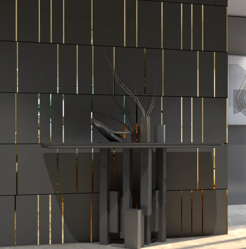 Pannelli decorativi mdf a specchio nero opaco e oro , pannelli da parete 3D, facile installazione Dark Slate Gray Pannelli traforati