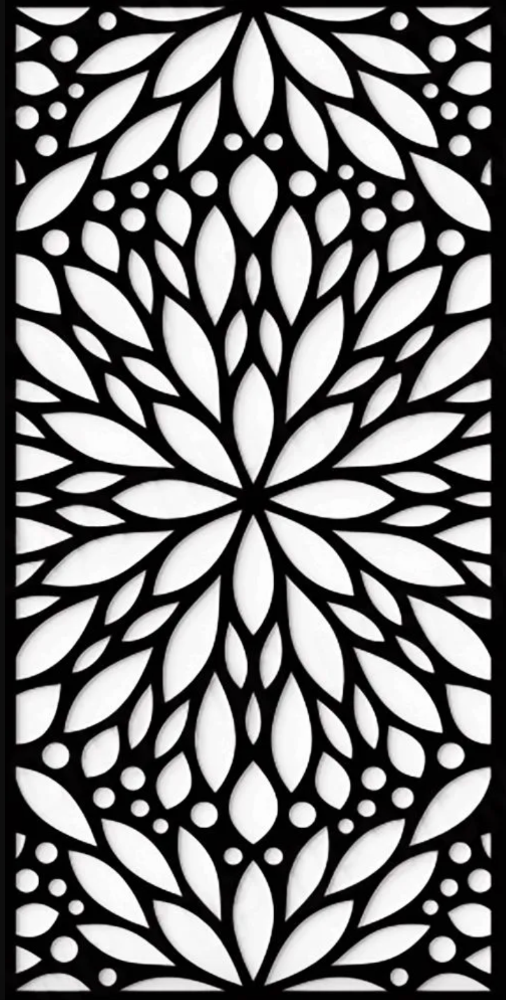 pannello fiore pattern 82 fiori moderno o legno traforato non verniciati interni esterni taglio laser decorazione casa, quadro, fai da te, separè copritermosifone Black Pannelli traforati