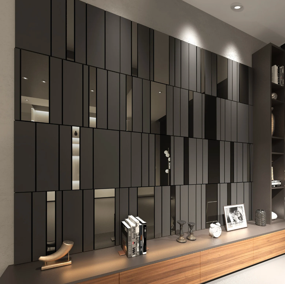 Pannelli decorativi mdf a specchio nero opaco scuro e argento, pannelli da parete 3D, facile installazione Dark Slate Gray Pannelli traforati