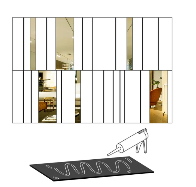 Pannelli decorativi mdf a specchio bianco e oro , pannelli da parete 3D, facile installazione